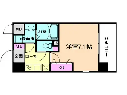 レークス大阪城イースト(1K/2階)の間取り写真