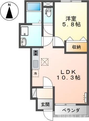 ロイヤルハイツおくら(1LDK/1階)の間取り写真