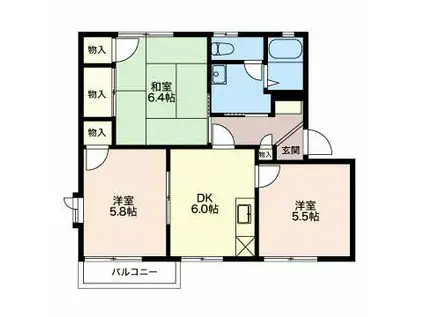 メゾン奈々N(2LDK/2階)の間取り写真