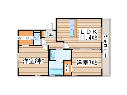 サン・ノレッジ(2LDK/2階)の間取り写真