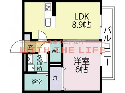 モレーン(1LDK/2階)の間取り写真