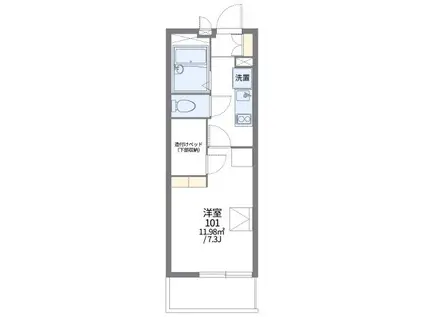 稲荷山ヒルズ(1K/2階)の間取り写真