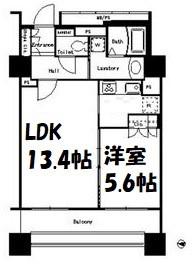 パークアクシス名駅南(1LDK/13階)の間取り写真