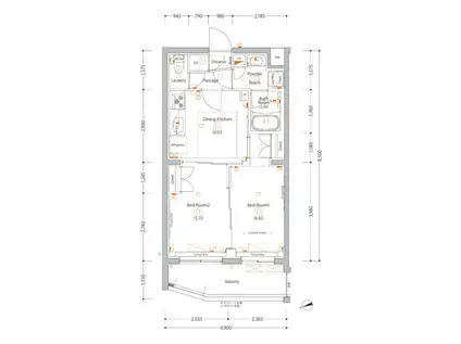エストゥルース亀戸(2DK/2階)の間取り写真