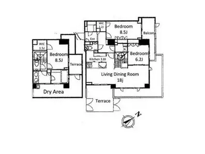 ザ・サンメゾン表参道(3LDK/1階)の間取り写真