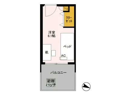 ロイヤルパークスER万代 SHARE万代(ワンルーム/3階)の間取り写真