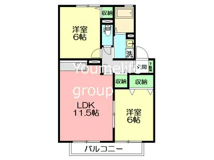 グランパルティールC(2LDK/1階)の間取り写真