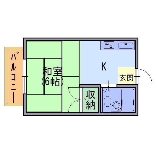 鷹野ハイツ(1K/3階)の間取り写真