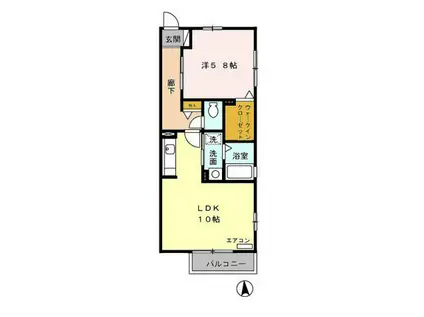 ボヌール里(1LDK/2階)の間取り写真