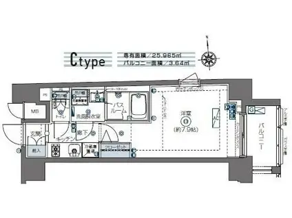 ZOOM四谷左門町(1K/10階)の間取り写真