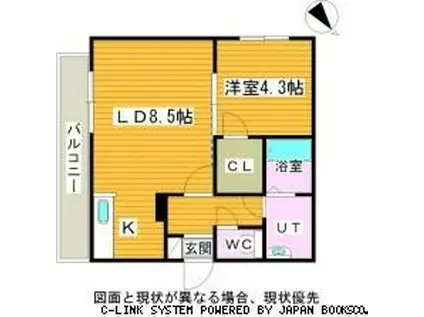 プリート(1LDK/4階)の間取り写真