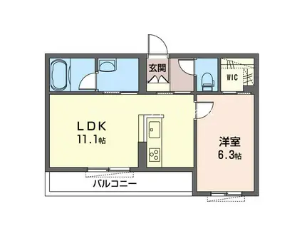 エクラージュII(1LDK/3階)の間取り写真