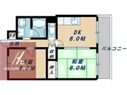 万代マンションII(2DK/2階)の間取り写真