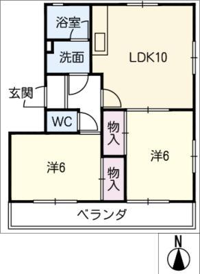 ミューズケイ(2LDK/1階)の間取り写真