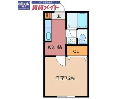 サンコーポ翔C(1K/1階)の間取り写真