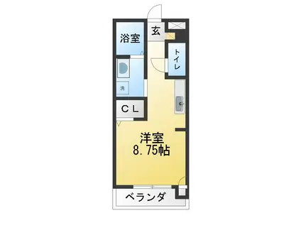 ルシミエント B(ワンルーム/2階)の間取り写真