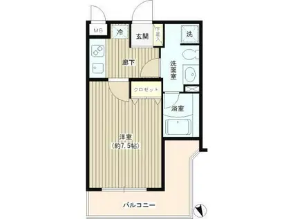 ジーリョ自由が丘(1K/3階)の間取り写真