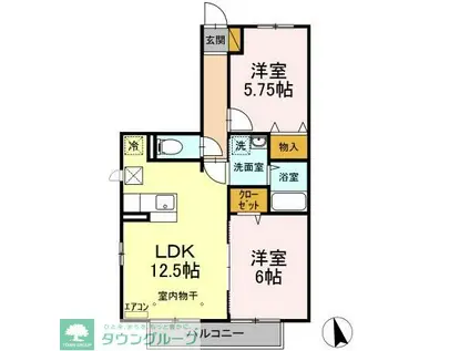 キャトルセゾン(2LDK/1階)の間取り写真