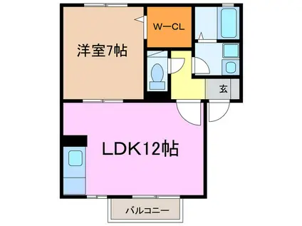 フォンテーヌA棟(1LDK/2階)の間取り写真