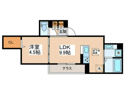ASSET-COURT調布ケ丘(1LDK/1階)の間取り写真