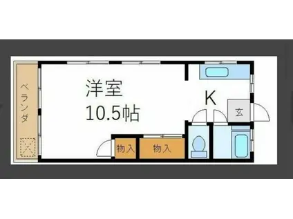 帰燕マンション(ワンルーム/2階)の間取り写真