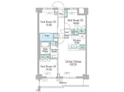 NIIYA平和台(3LDK/1階)の間取り写真