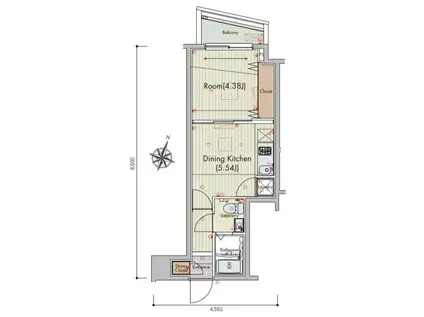 セリュークス大泉学園(1DK/1階)の間取り写真