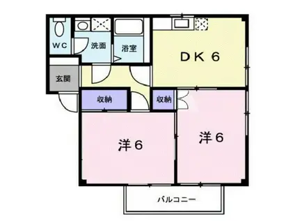 サニーハウスA(2DK/2階)の間取り写真