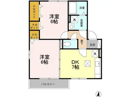 エスポワール A/B(2DK/1階)の間取り写真