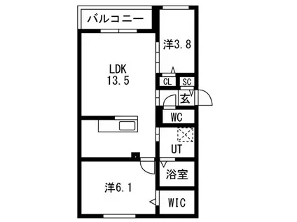 PRECIOUS HASSAMU-MINAMIプレシャスハッサムミナ(2LDK/1階)の間取り写真
