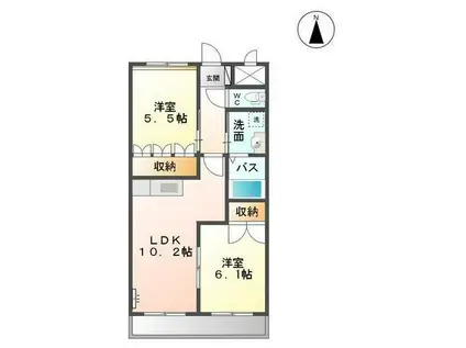 トワ エ・シャロム(2LDK/2階)の間取り写真