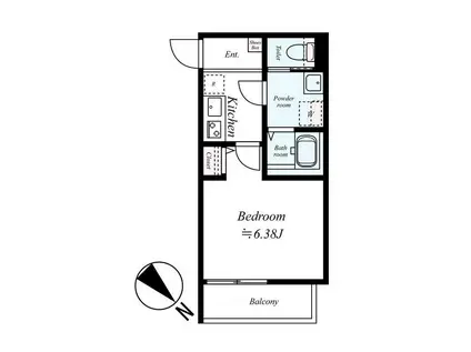 GRADUS 武蔵藤沢II(1K/1階)の間取り写真