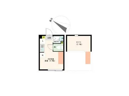 VALLATA平井(ワンルーム/2階)の間取り写真