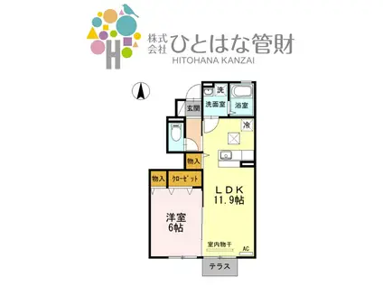 ロワール III(1LDK/1階)の間取り写真