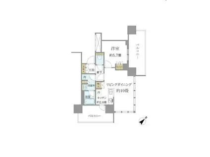 BRILLIA TOWER 浜離宮(1LDK/5階)の間取り写真