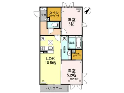 RICHE(2LDK/2階)の間取り写真
