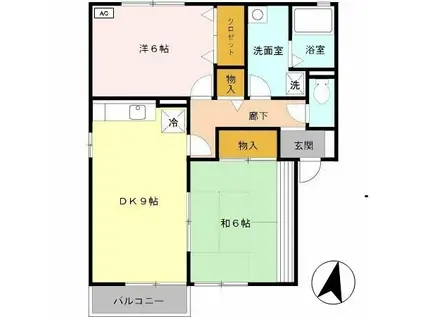 タウンコートオリビエA(2DK/2階)の間取り写真