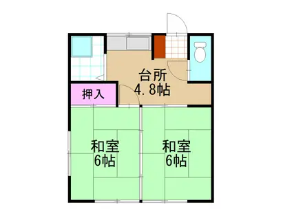 コーポ中島(2K/1階)の間取り写真