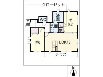 カーサ・ブランカ(2LDK/1階)の間取り写真