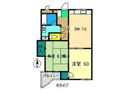 ガーデンハイツ永野I(2DK/3階)の間取り写真