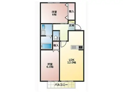 ラフティ(2LDK/2階)の間取り写真