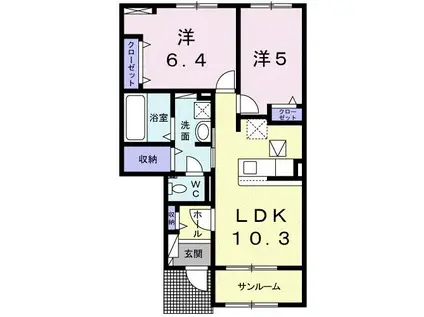 メゾン・ド・ボヌール(2LDK/1階)の間取り写真