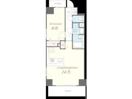 ラ・フォンテーヌ石原(1LDK/4階)の間取り写真