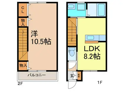 ルミエールE(1LDK/1階)の間取り写真