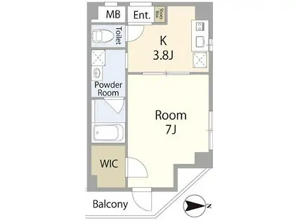 GLANZ(1K/7階)の間取り写真