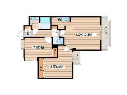 プライムアーバン長町一丁目(2LDK/10階)の間取り写真