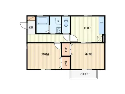 ハックベリーII(2DK/2階)の間取り写真