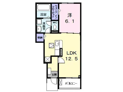 グランディールC-1(1LDK/1階)の間取り写真