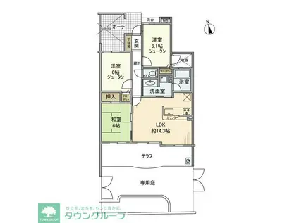 レクセルマンション武蔵野台(3LDK/1階)の間取り写真