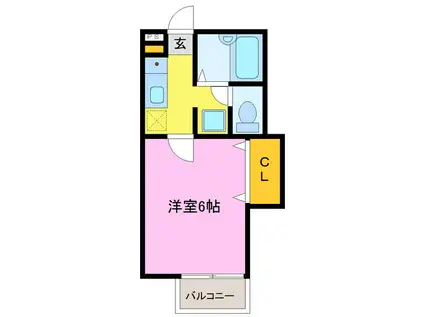 カレントハイツII(1K/1階)の間取り写真